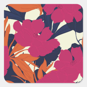 Adesivo Quadrado elegância floral: padrão abstrato