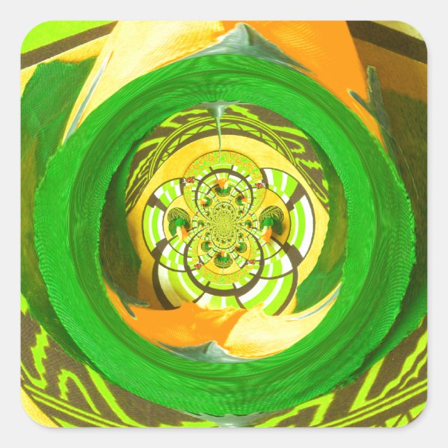 Adesivo Quadrado Elegância ouro: Linda Arte Rosa Amarela Africana (Frente)