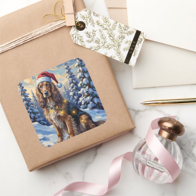 Adesivo Quadrado Elegant Afghan Hound Winter Wonderland Christmas (Presentear)