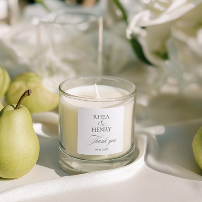 Adesivo Quadrado Elegant Black & White Wedding Thank You (Modern Classic Monogram Thank You Wedding Sticker)