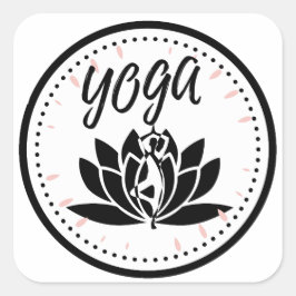 Adesivo Quadrado Elegant Black & White Yoga Sticker | Lotus Flower 