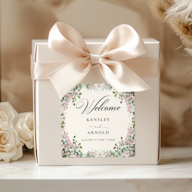 Adesivo Quadrado Elegant Blush Garden Wedding (Criador carregado)