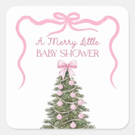 Adesivo Quadrado Elegant Bow Christmas Tree Party Sticker
