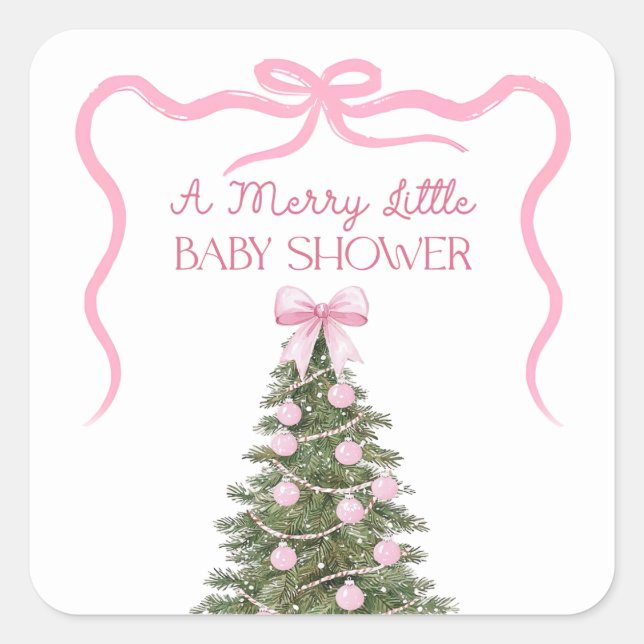 Adesivo Quadrado Elegant Bow Christmas Tree Party Sticker (Frente)