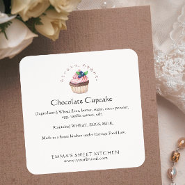 Adesivo Quadrado Elegant Chocolate Berry Cupcake Bakery Ingredient