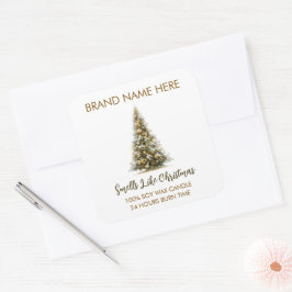 Adesivo Quadrado Elegant Christmas Tree Candle Labels