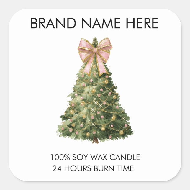 Adesivo Quadrado Elegant Christmas Tree | Candle Labels (Frente)