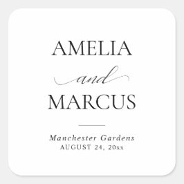Adesivo Quadrado Elegant Classic Script Calligraphy Wedding