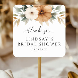 Adesivo Quadrado Elegant Copper & Earthy White Bridal Shower