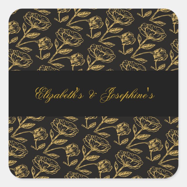 Adesivo Quadrado Elegant Dual Birthday Soiree (Frente)