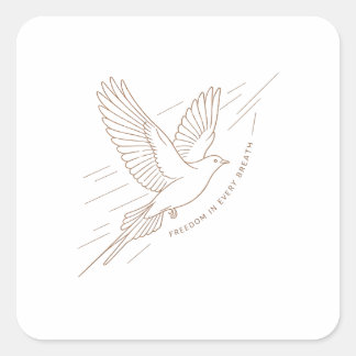 Adesivo Quadrado Elegant Flying Bird Freedom In Every Breath Line