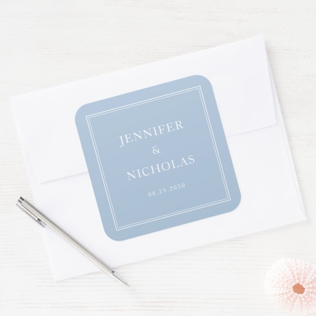 Adesivo Quadrado Elegant Formal Powder Blue Wedding (Envelope)