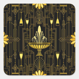Adesivo Quadrado Elegant gold black gatsby