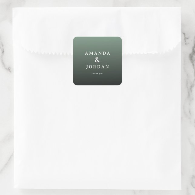 Adesivo Quadrado Elegant Green Gratitude Card (Bolsa)