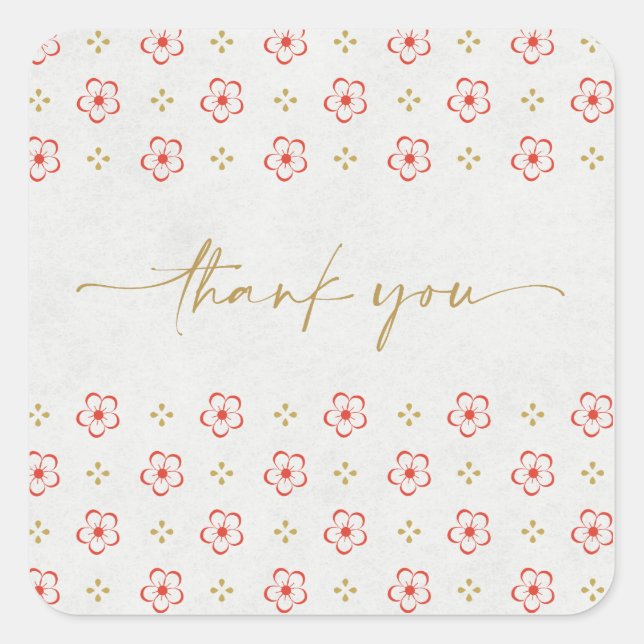 Adesivo Quadrado Elegant Japanese Plum Blossom  (Frente)