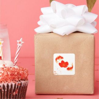 Adesivo Quadrado Elegant Koi Fish and Red Blossom Art | Japanese St