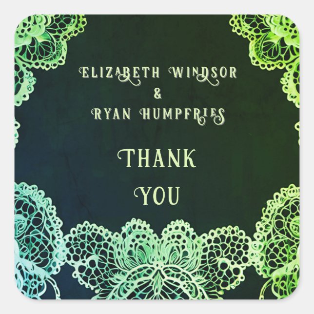 Adesivo Quadrado Elegant Lace" Wedding Invitation Collection (Frente)