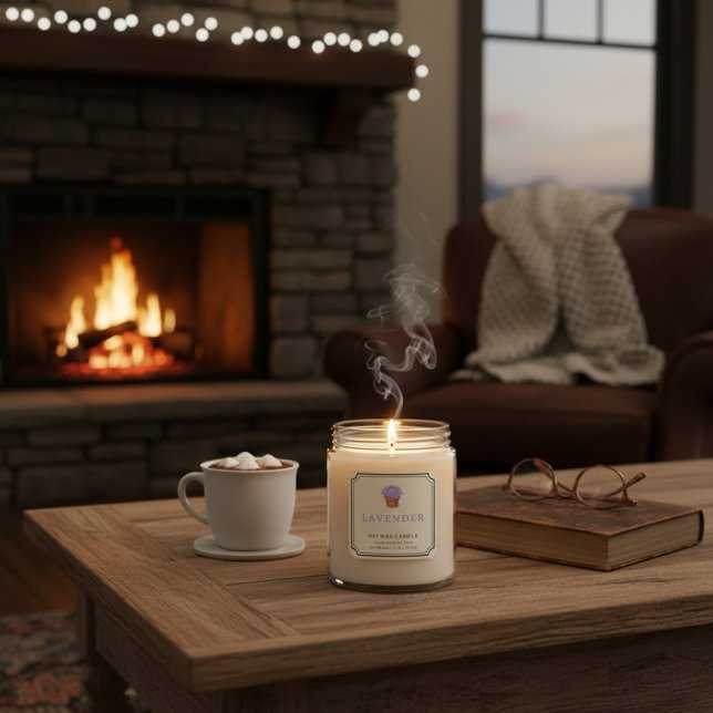 Adesivo Quadrado Elegant Lavender Soy Wax Candle Business Label (Criador carregado)