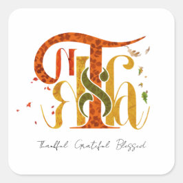 Adesivo Quadrado Elegant Manuscript Thanks Autumn Fall Foliage