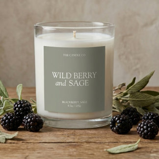 Adesivo Quadrado Elegant Minimal Sage Green Candle 