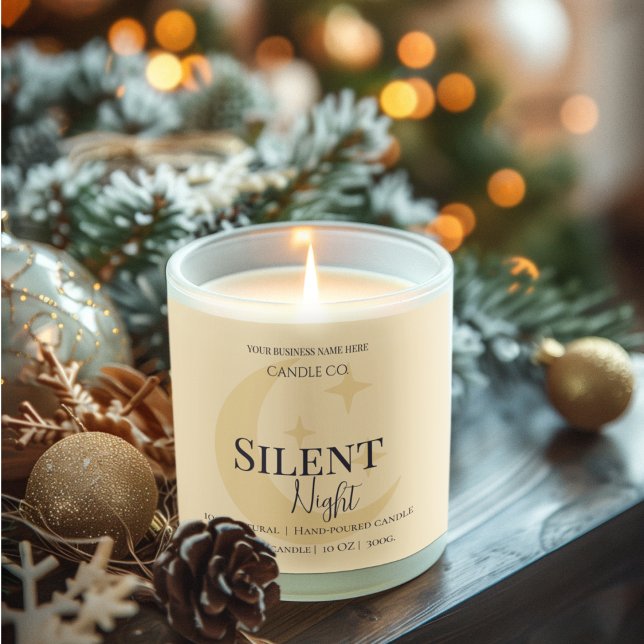 Adesivo Quadrado Elegant Moon & Stars Custom Holiday Candle Label (Criador carregado)