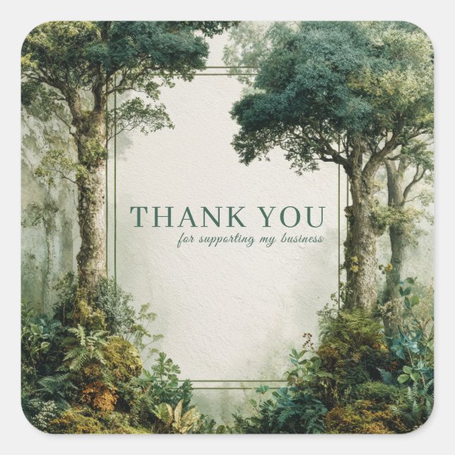 Adesivo Quadrado Elegant Mossy Forest Ancient Tree Rustic (Frente)