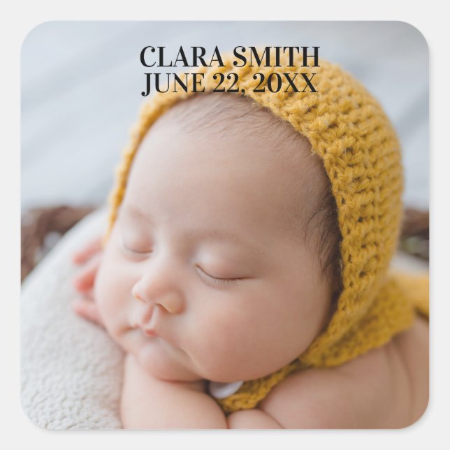 Adesivo Quadrado Elegant new baby announcement  (Frente)