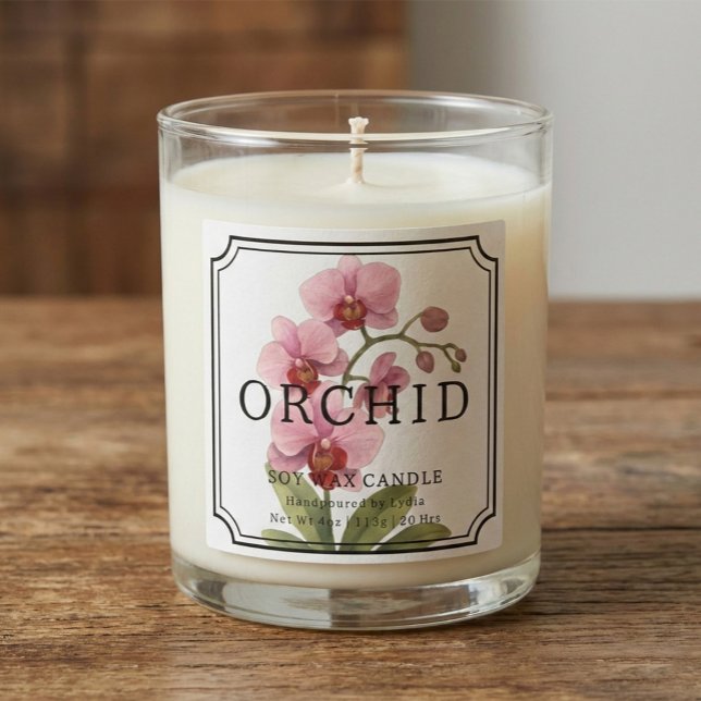 Adesivo Quadrado Elegant Orchid Soy Wax Candle Business Label (Criador carregado)