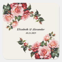 Elegant pink and red roses floral wedding 