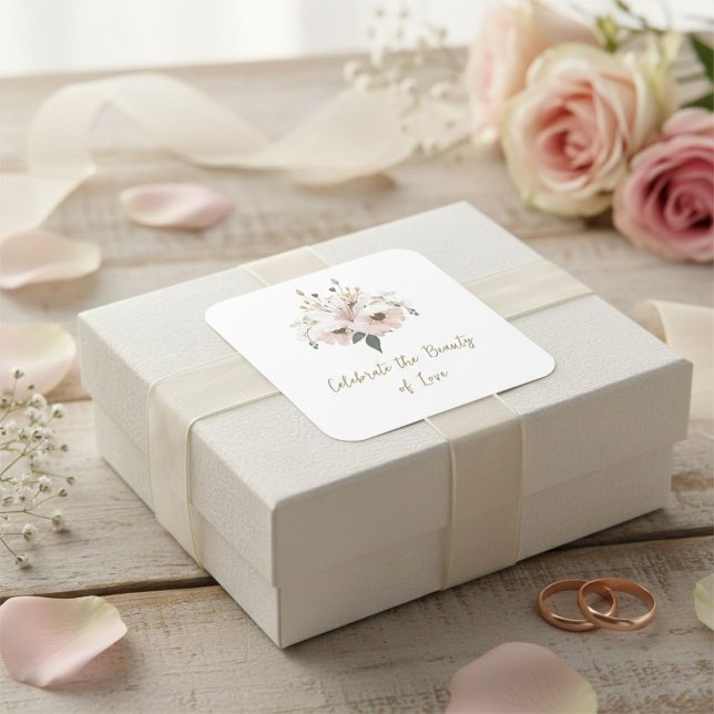 Adesivo Quadrado  Elegant Pink Lily Square Sticker (Criador carregado)