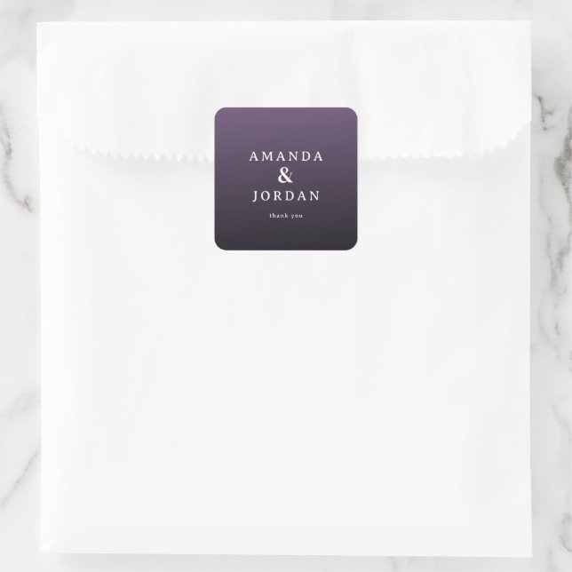 Adesivo Quadrado Elegant Purple Gratitude Card (Bolsa)