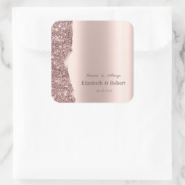 Adesivo Quadrado Elegant Rose Gold Glitter Script 