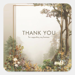 Adesivo Quadrado Elegant Rustic Autumn Forest Gold Frame