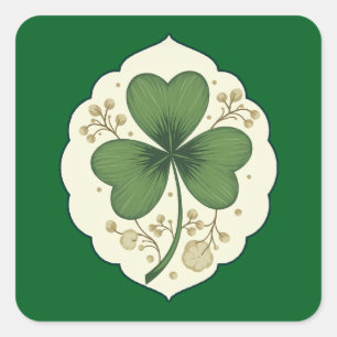 Adesivo Quadrado Elegant Shamrock St Patrick’s Day - Autocolante