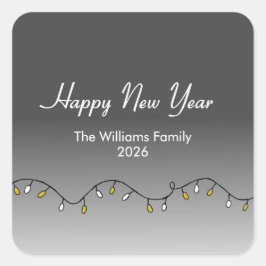 Adesivo Quadrado Elegant String Lights Happy New Year's 2026