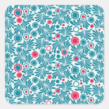 Elegant Teal and Magenta Foliage Pattern