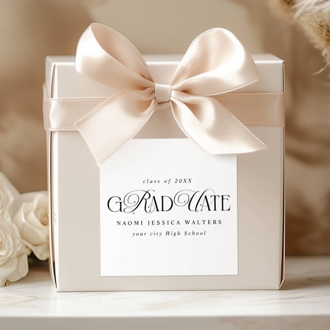 Adesivo Quadrado Elegant Typography Old Money Graduation (Criador carregado)