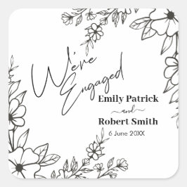 Adesivo Quadrado Elegant Typography we're engaged