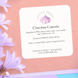 Adesivo Quadrado Elegant Whipped Cream Bakery Ingredient