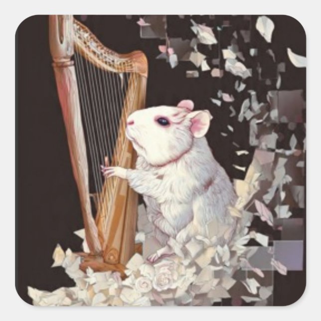 Adesivo Quadrado Elegant White Rat Sticker – Fantasy Design (Frente)