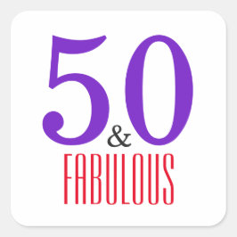 Adesivo Quadrado Elegante 50º e Festa de aniversário fabulosa