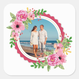 Adesivo Quadrado Elegante Adicione Seu Próprio Vedante De Casamento