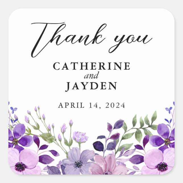 Adesivo Quadrado Elegante Amor Roxo (Frente)