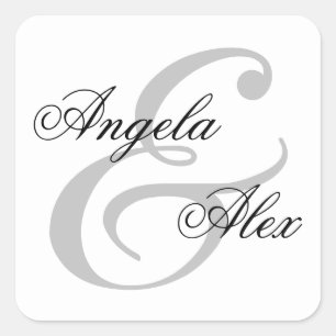 Adesivo Quadrado Elegante Ampersand de Caligrafia para Casais