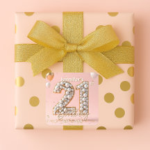 Elegante Aniversário de 21 anos Rosa Bege e Dourad