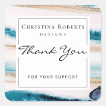 Elegante Aquarelas Azul Dourado Obrigado