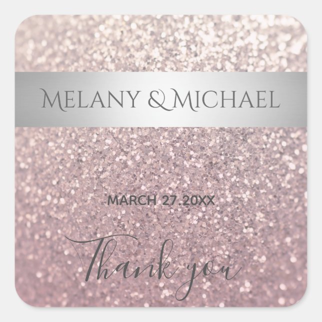 Adesivo Quadrado Elegante banda prateada moderna da gliteria agrade (Frente)