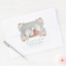 Elegante Batismo de Menino com Foto Floral