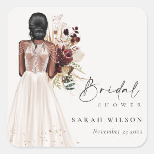 Adesivo Quadrado Elegante Boho White Weding Bridal Showe