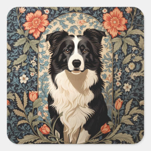 Adesivo Quadrado Elegante Border Collie Morris Inspirou